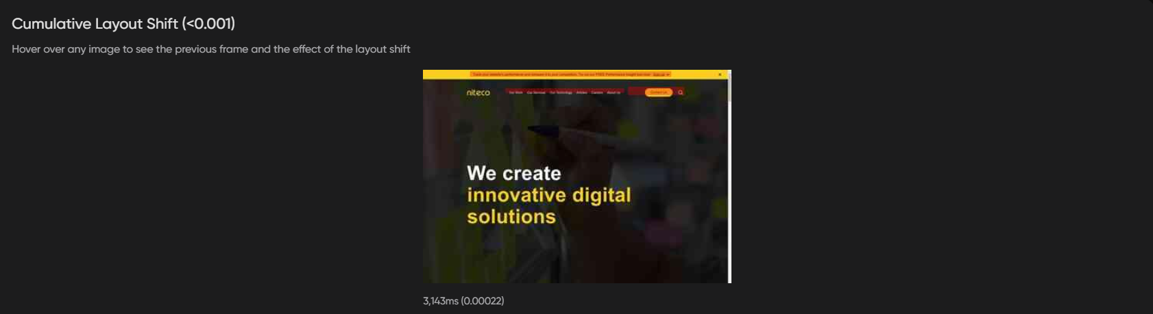 Cumulative Layout Shift of Niteco.com