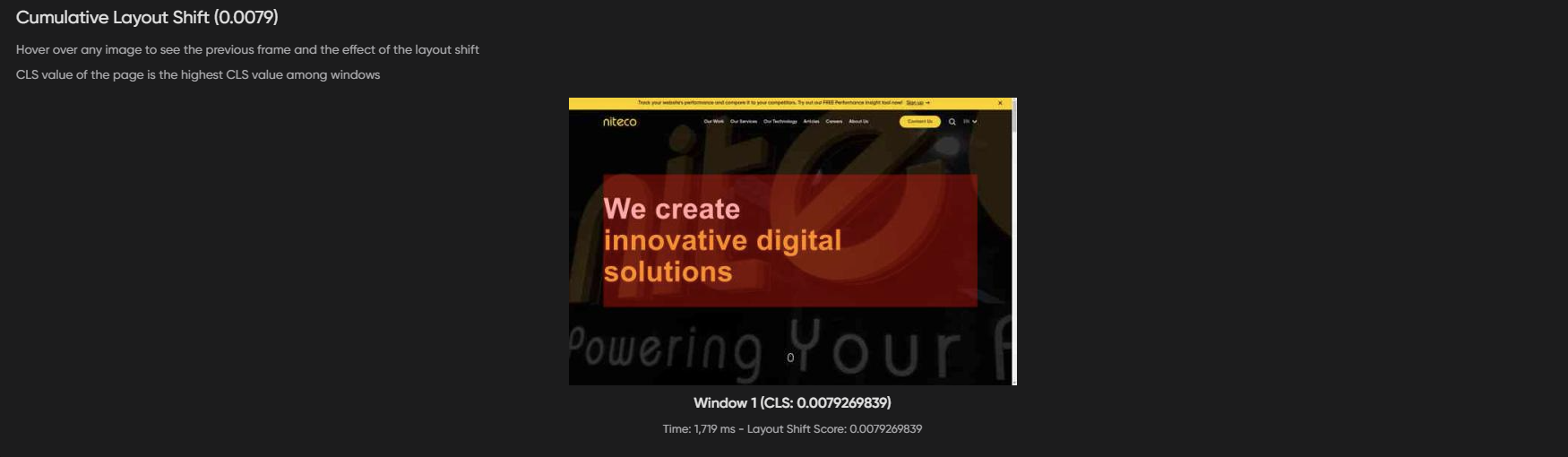 Screenshot of a website showing the text "We create innovative digital solutions".