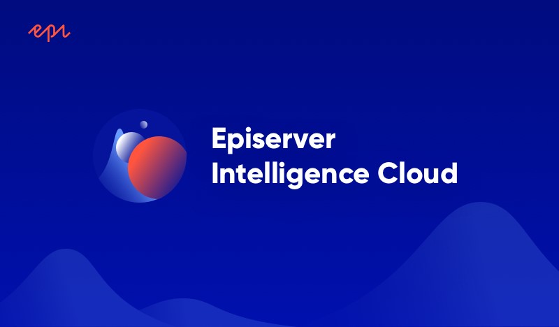 Alt text: "Optimizely Intelligence Cloud logo on a blue background for SEO and accessibility.