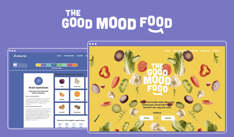 The image appears to be a promotional graphic for a website called "The Good Mood Food." It features the website's logo at...