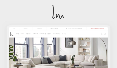 The image appears to be a screenshot or partial view of a website for a home furniture and decor brand or store. 

Key ele...