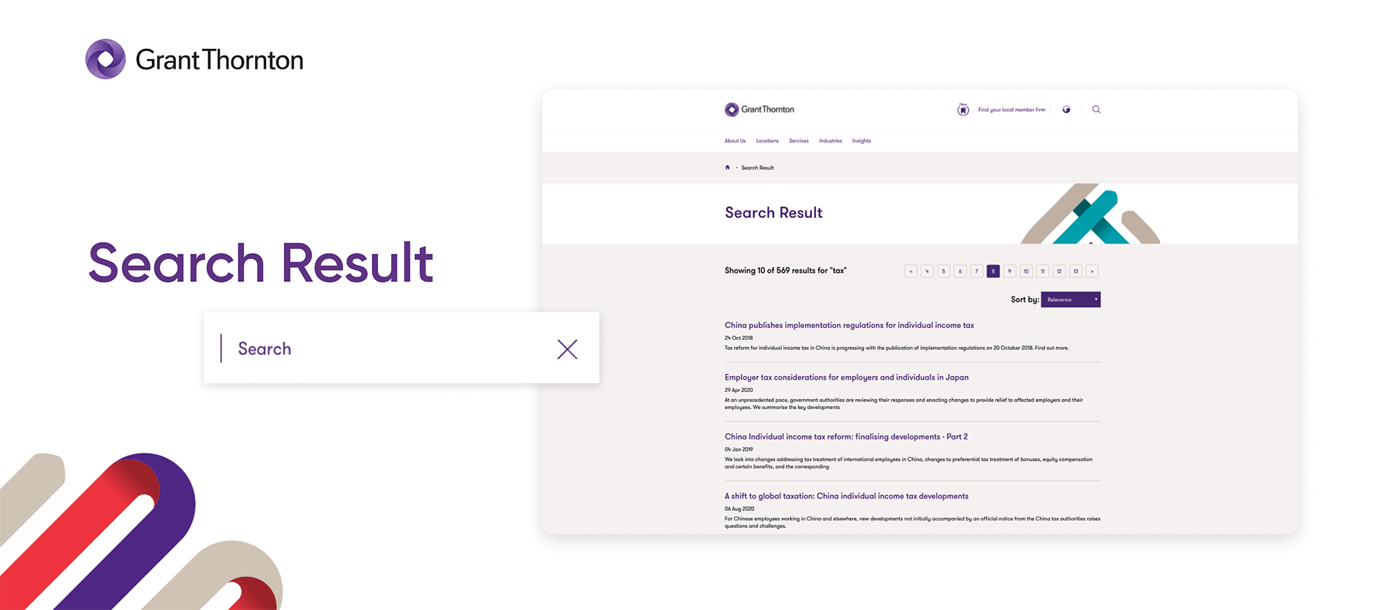 The image is a screenshot from the Grant Thornton website, showcasing a "Search Result" page. It prominently displays the ...
