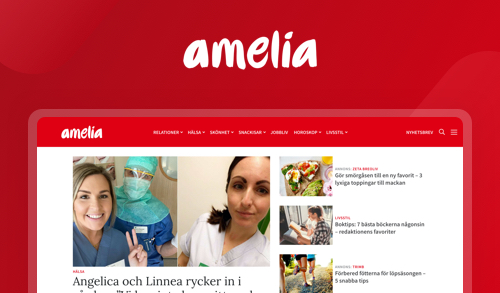 amelia website homepage showcasing health and lifestyle content articles
