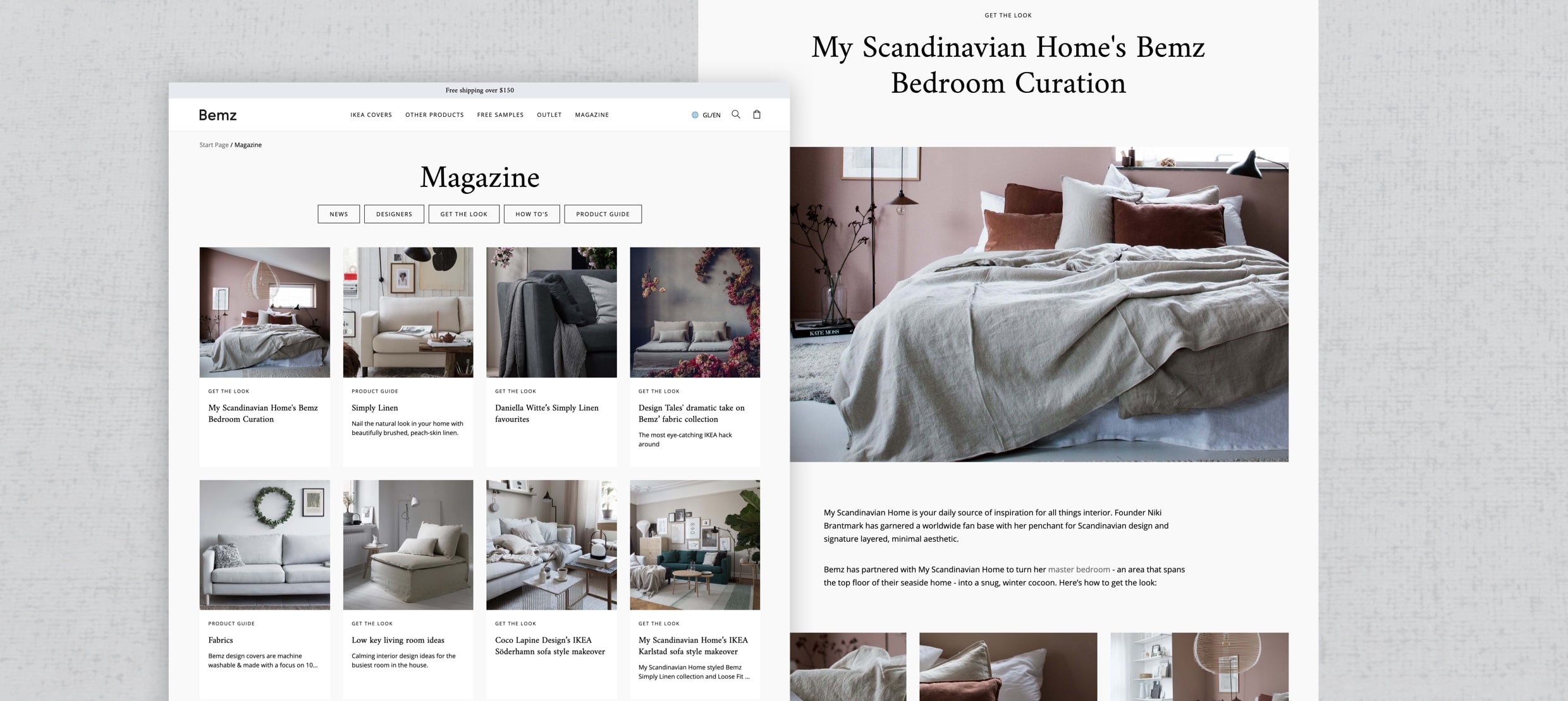 Scandinavian bedroom styled with Bemz linen covers and cozy neutral tones