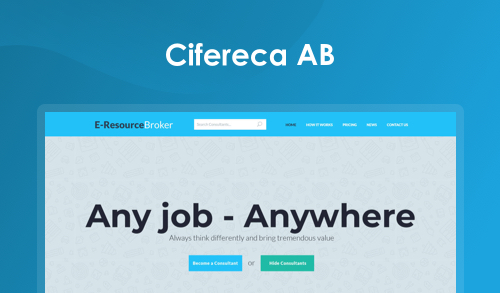 Cifereca AB E-Resource Broker platform offering any job, anywhere opportunities