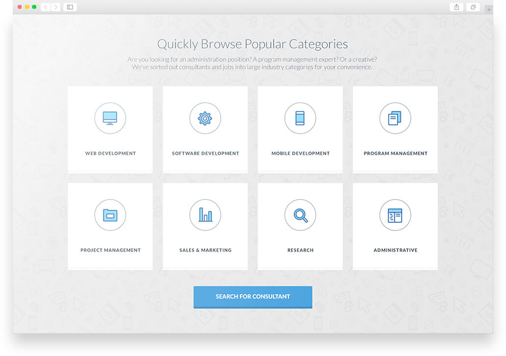 Popular categories for consultant jobs: web, software, mobile, management, sales, research