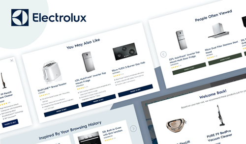 Electrolux online store showing kitchen appliances recommendations and reviews
