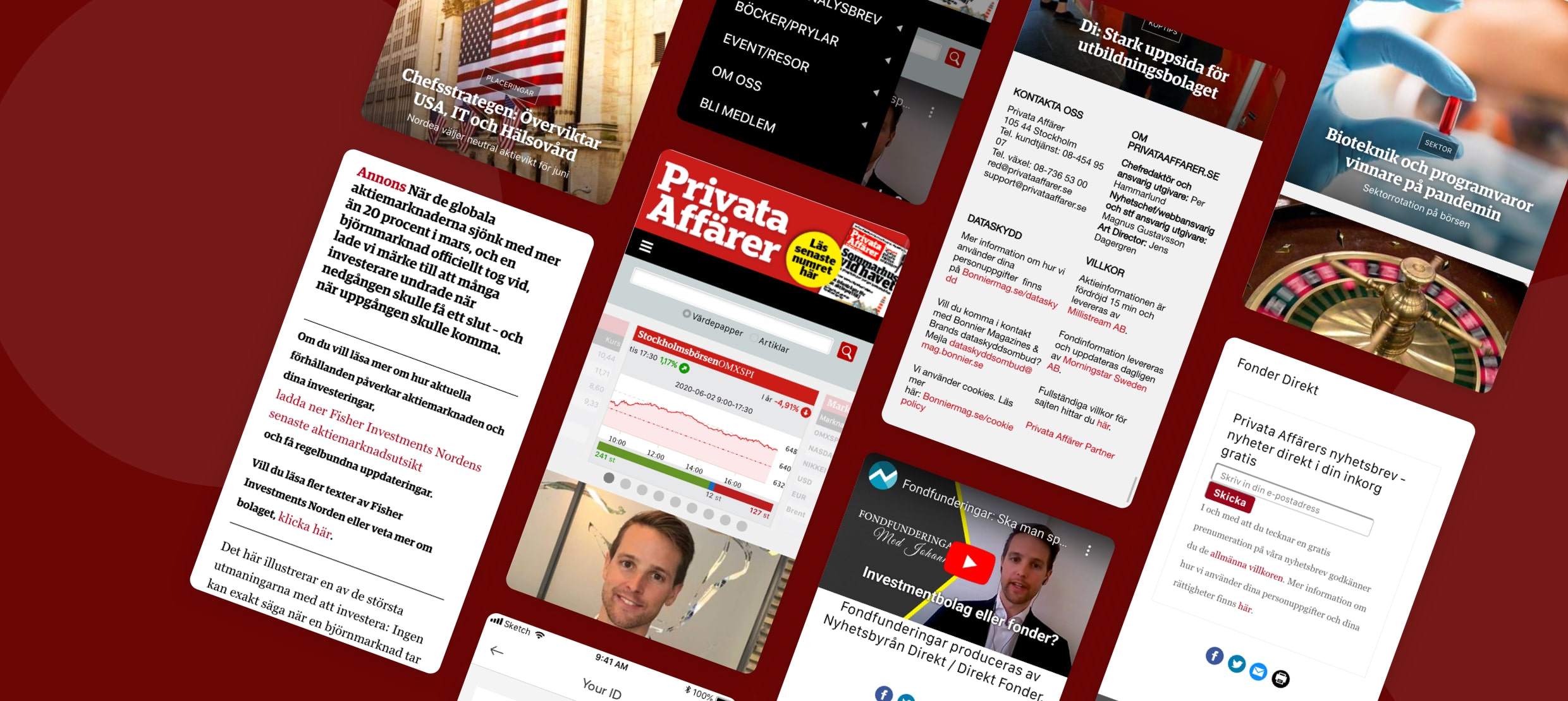 Privata Affärer financial news and stock market updates on mobile screens