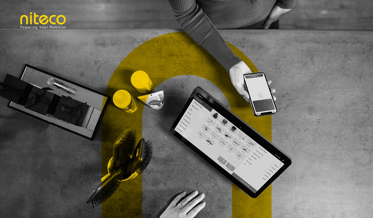 Contactless payment using mobile phone at retail store with digital POS system