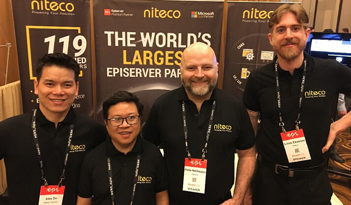 Niteco team at Optimizely event promoting the world's largest Optimizely partner